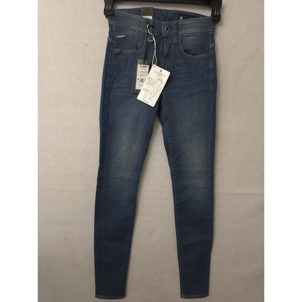 G-Star RAW LHANA High Super Skinny Womens Jeans‎ W24 L32 Worn In Gravel Blue